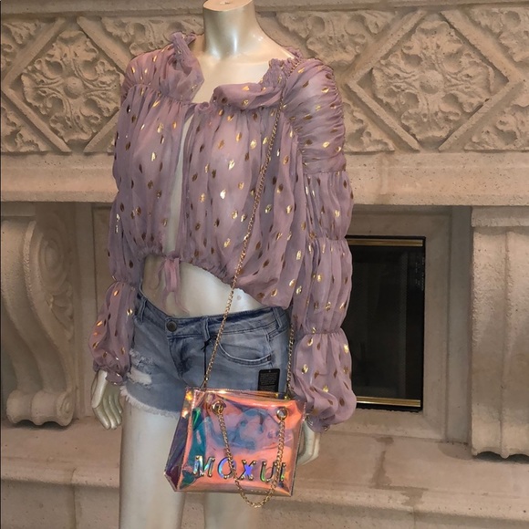 Trendy Iridescent/Hologram Tote/Crossbody Handbag - Picture 6 of 8